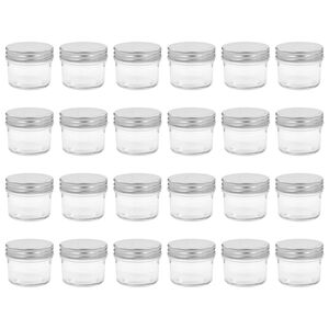 vidaXL Tarros de mermelada de vidrio tapa plateada 24 uds 110 ml