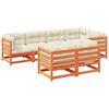 vidaXL Set de sofás jardín 7 pzas con cojines madera pino marrón cera