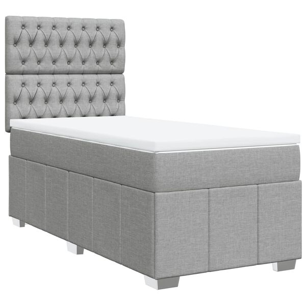 vidaXL Cama box spring con colch&oacute;n tela gris claro 100x200 cm