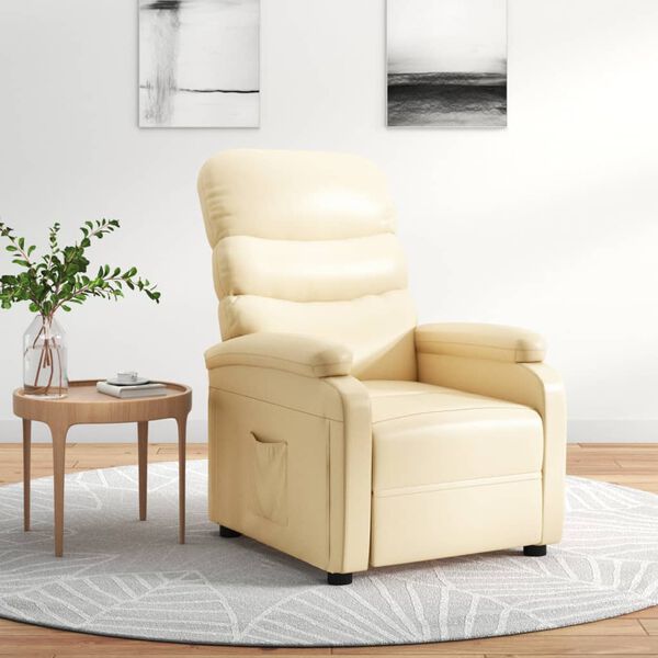 vidaXL Sill&oacute;n reclinable de cuero sint&eacute;tico crema
