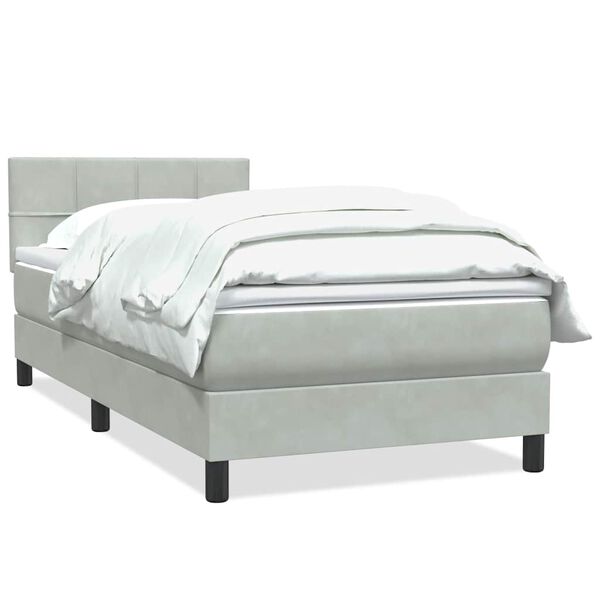 vidaXL Cama box spring con colch&oacute;n terciopelo gris claro 80x210 cm