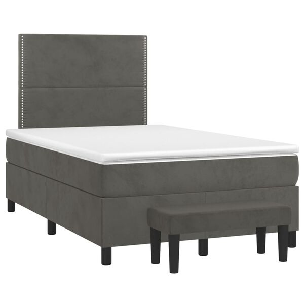 vidaXL Cama box spring con colch&oacute;n terciopelo gris oscuro 120x200 cm