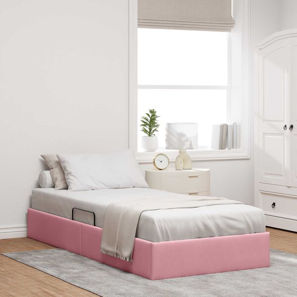 vidaXL Cama con almacenamiento Rosa 90 x 190 cm Terciopelo
