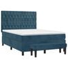 vidaXL Cama box spring con colch&oacute;n terciopelo azul oscuro 140x200 cm