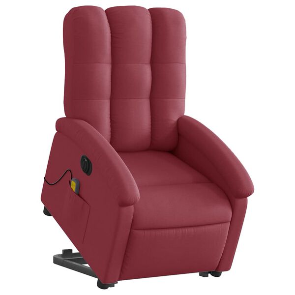 vidaXL Sill&oacute;n de masaje elevable el&eacute;ctrico tela rojo tinto