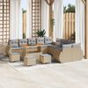 vidaXL Conjunto de sof&aacute;s de jard&iacute;n 14 pcs Beige rat&aacute;n sint&eacute;tico