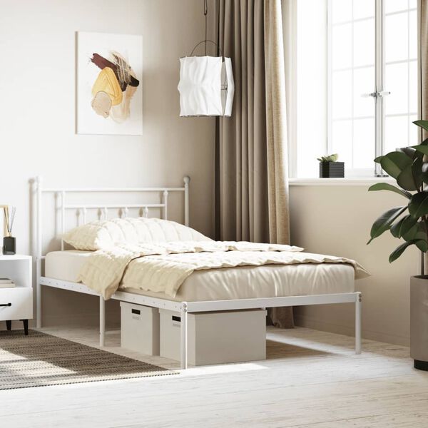 vidaXL Estructura cama sin colchón con cabecero metal blanco 107x203cm