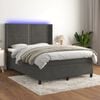 vidaXL Cama box spring colch&oacute;n y LED terciopelo gris oscuro 140x190 cm
