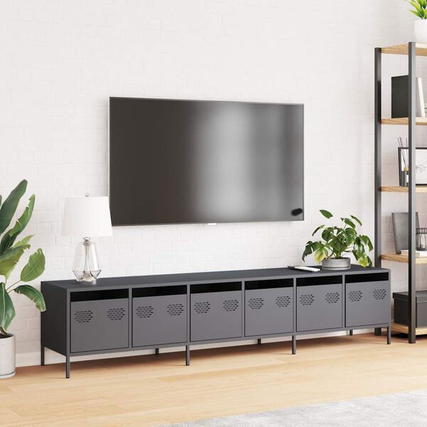 vidaXL Mueble de TV acero laminado en fr&iacute;o antracita 202x39x43,5 cm