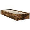 vidaXL Cama con almacenamiento con cabecera Roble ahumado 75 x 190 cm