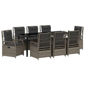 vidaXL Conjunto de Comedor de Jard&iacute;n 9 pcs Gris rat&aacute;n sint&eacute;tico