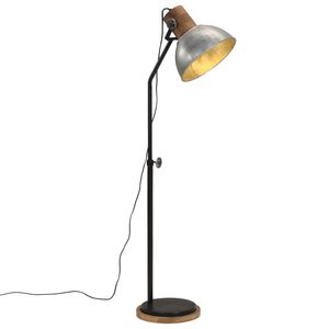 vidaXL L&aacute;mpara de pie plateado vintage 25 W E27 30x30x100-150 cm