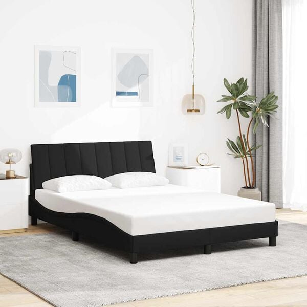 vidaXL Estructura de cama sin colchón Hanko tela negro 140x200 cm