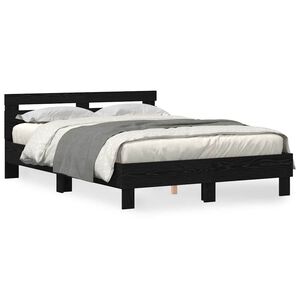 vidaXL Estructura de cama con LED Roble Negro 140 x 190 cm