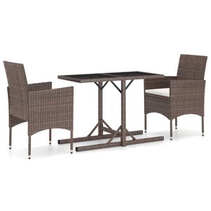 vidaXL Juego de comedor para jardín de 3 piezas marrón