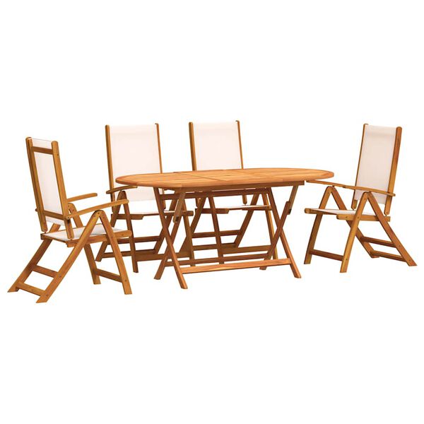vidaXL Juego comedor de jard&iacute;n 5 pzas madera maciza acacia y textileno