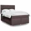 vidaXL Cama box spring con colch&oacute;n tela marr&oacute;n oscuro 140x190 cm