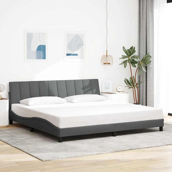 vidaXL Estructura de cama sin colch&oacute;n Hanko tela gris oscuro 200x200 cm