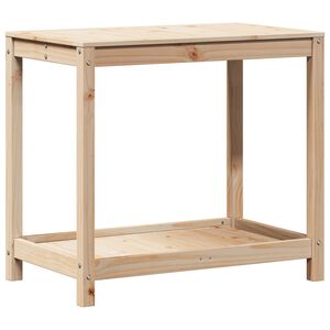 vidaXL Mesa de plantaci&oacute;n con estante madera maciza pino 82,5x50x75 cm