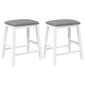 vidaXL Sillas de bar con cojines 2 uds madera maciza blanca caucho
