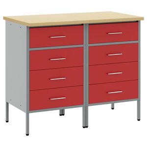 vidaXL Armario de trabajo 2 uds. Rojo y Gris 100 x 55 x 85 cm