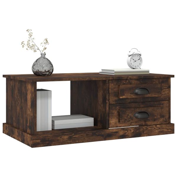 vidaXL Mesa de centro madera contrachapada roble ahumado 90x50x35 cm