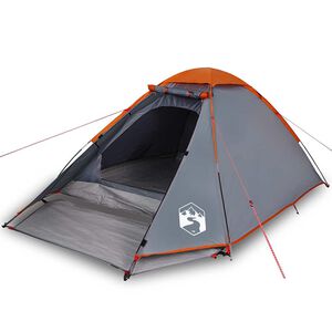 vidaXL Tienda de campa&ntilde;a igl&uacute; para 4 personas impermeable gris naranja