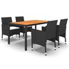 vidaXL Juego de comedor para jard&iacute;n 5 piezas rat&aacute;n sint&eacute;tico negro