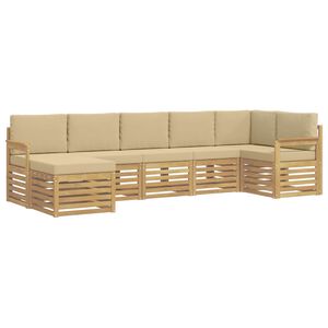 vidaXL Conjunto de sof&aacute;s de exterior 6 uds. Blanco y Beige Poli&eacute;ster