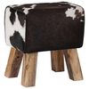vidaXL Banco 40 x 30 x 45 cm Cuero Real Negro y Blanco