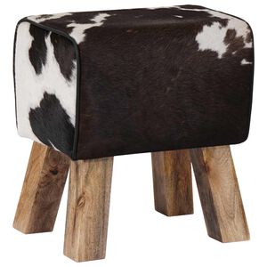 vidaXL Banco 40 x 30 x 45 cm Cuero Real Negro y Blanco