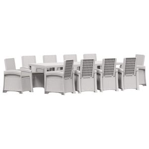 vidaXL Conjunto de Comedor de Jard&iacute;n 11 uds. Blanco y Gris Claro PP