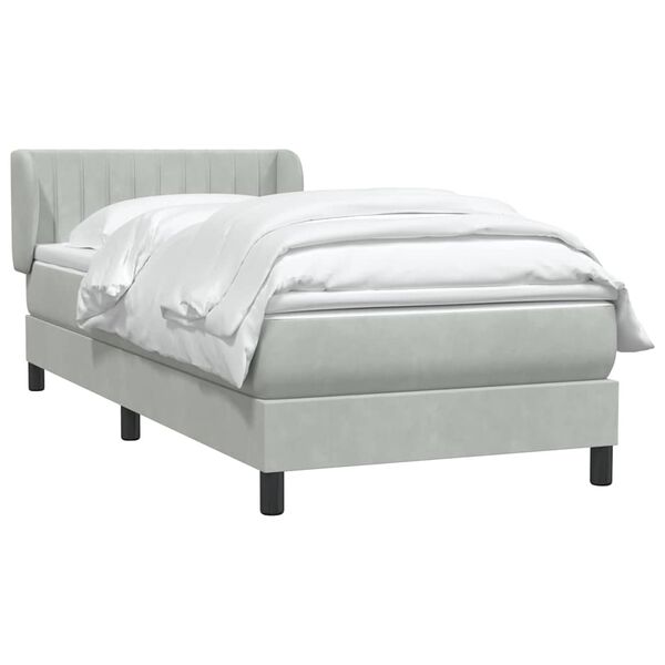 vidaXL Cama box spring con colch&oacute;n terciopelo gris claro 90x210 cm