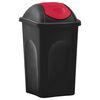 vidaXL Cubo de basura con tapa oscilante 60 L negro y rojo