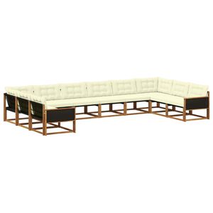 vidaXL Conjunto de sof&aacute;s de exterior con coj&iacute;n 10 pcs Natural y Crema