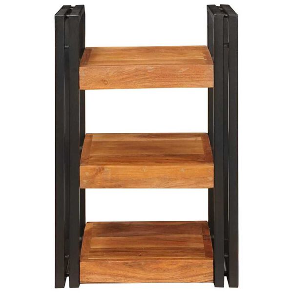 vidaXL Mesita de Noche Marrón y Negro Madera maciza de acacia