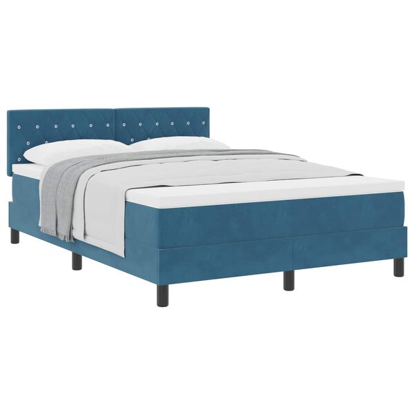 vidaXL Cama tipo Box Spring Azul Oscuro 160 x 200 cm Terciopelo