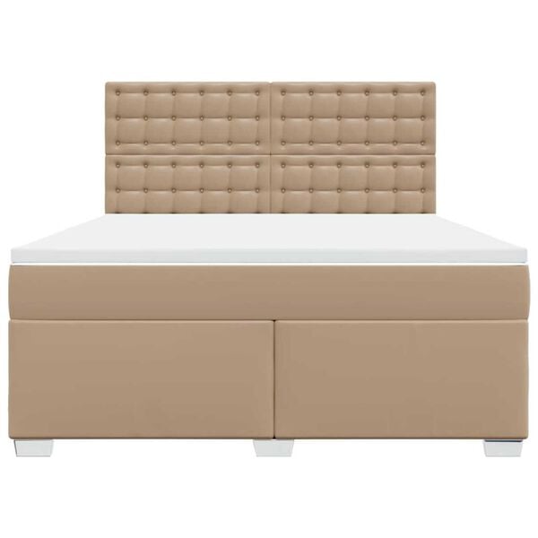vidaXL Cama box spring con colch&oacute;n cuero sint&eacute;tico capuchino 180x200cm