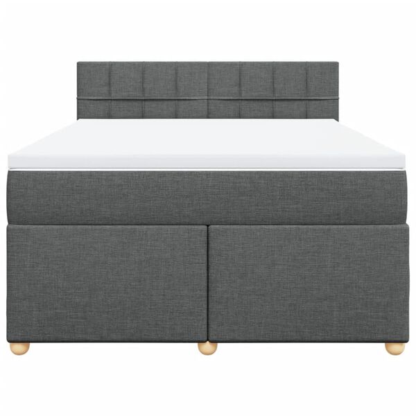 vidaXL Cama box spring con colch&oacute;n tela gris oscuro 140x190 cm