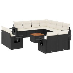 vidaXL Set de sof&aacute;s de jard&iacute;n 12 piezas cojines rat&aacute;n sint&eacute;tico negro