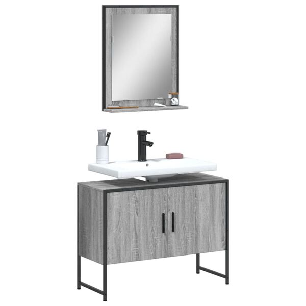 vidaXL Set de muebles de baño 2 pzas madera de ingeniería gris sonoma