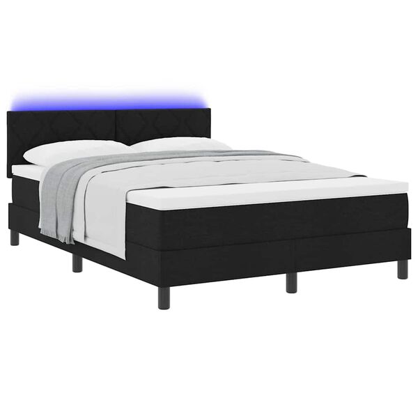 vidaXL Cama tipo Box Spring con colch&oacute;n Negro 140 x 200 cm tela