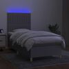 vidaXL Cama box spring colch&oacute;n y luces LED tela gris claro 90x190 cm