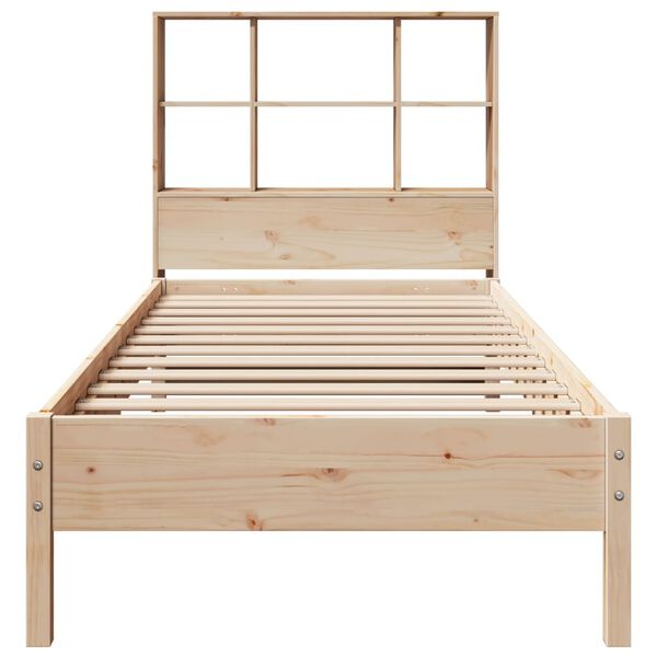 vidaXL Cama con estanter&iacute;a sin colch&oacute;n madera maciza de pino 90x200 cm