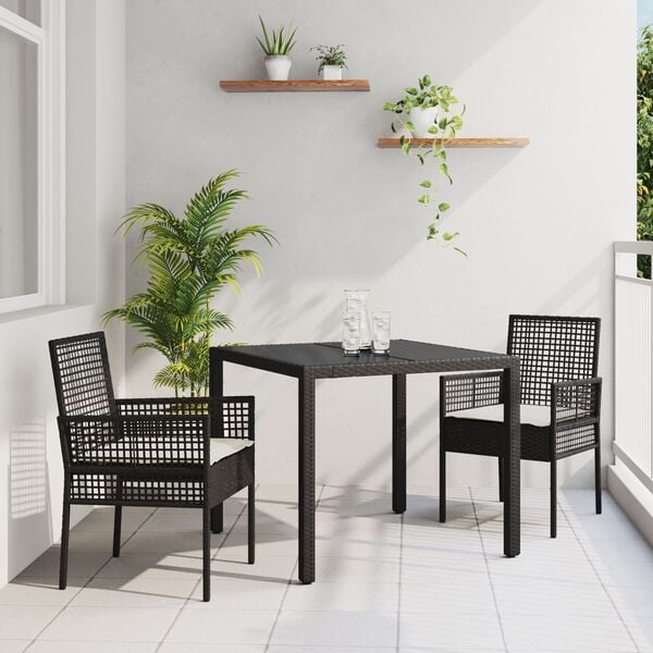 vidaXL Conjunto de Comedor de Jardín 3 pcs Marrón Poliratán