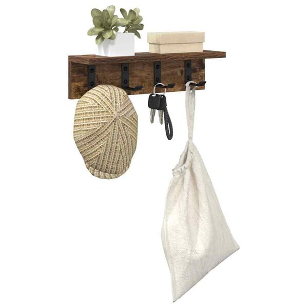 vidaXL Perchero de pared Roble ahumado 40 x 10,5 x 10,5 cm