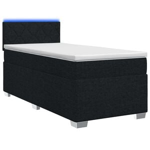 vidaXL Cama con Base Tapizada, Colch&oacute;n y Luz LED Negro 80 x 200 cm