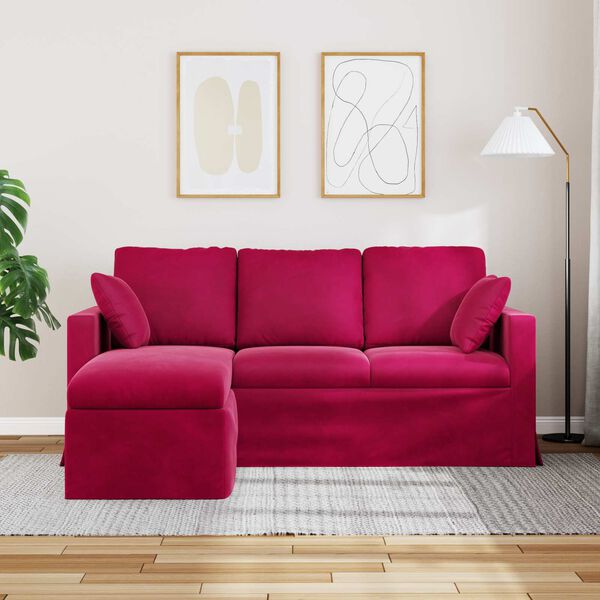 vidaXL Sof&aacute; Rojo vino 198 x 134 x 80 cm Terciopelo