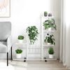 vidaXL Soporte de flores con rueda de metal blanco 94,5x25x92,5 cm