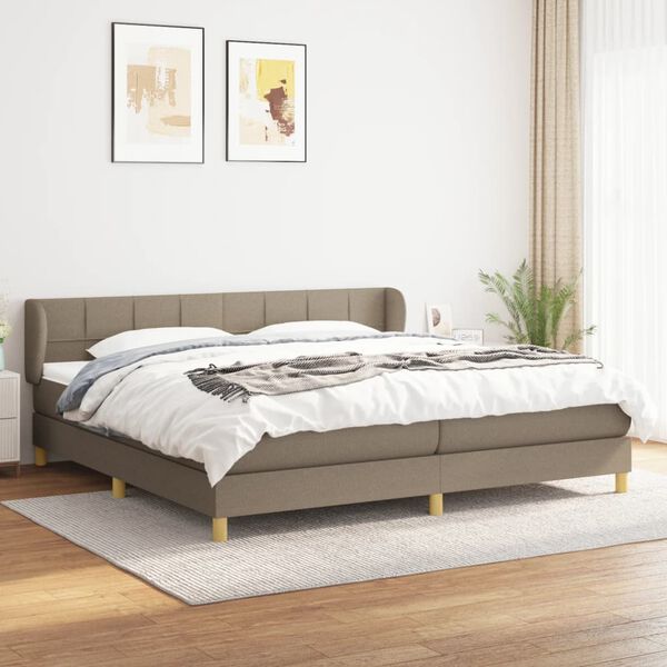 vidaXL Cama box spring con colch&oacute;n tela gris taupe 200x200 cm